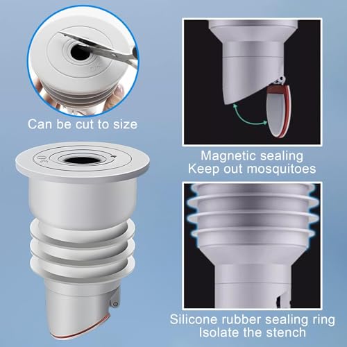 Image of Washing Machine Drain Connector, Anti Odor Floor Drain Plug, Pipe Connector Joint for Kitchen, Bathroom, Laundry, 35-40mm Universal Pipe Cover, Washing Machine Outlet Connector(Please Note The Size)