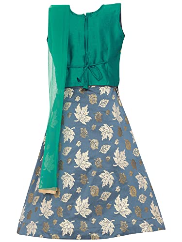 Image of Readymade Indian Ethnic Kids Skirt Top with Embroidery & Zip Closer