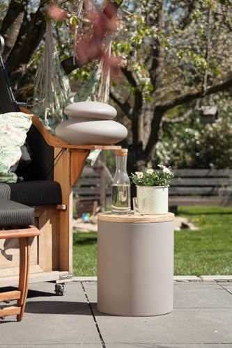 8 Seasons Design Shining Drum LED-Zylinder Hocker Tisch Flaschenkühler Pflanztopf (Ø 37cm, Höhe: 45cm) Grau, E27 Fassung inkl. Leuchtmittel in warmweiß, inkl. Deckel, Indoor & Outdoor