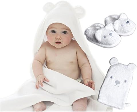 Bamboo Hooded Baby Towel with Bear Ears - The Original 100% Organic Hypoallergenic Extra Soft Water Absorbent | Great for Sensitive Skin | Size for Toddlers and Infant (Small, Cotton)