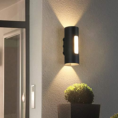 LED Wall Sconces Up/Down Lighting Outdoor/Indoor External Light Waterproof Fixture Door Gate Surface Mount Black Warm White