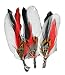 Touch of Nature 3-Piece Natural Feather Pick with Nylon Loop for Arts and Crafts, 3.5-Inch, Black/Red/White