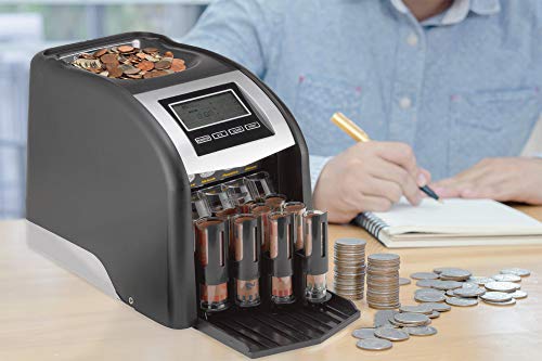 Royal Sovereign 4 Row Electric Coin Counter With Patented Anti-Jam Technology & Digital Counting Display (FS-44P),Black - Thumbnail 5