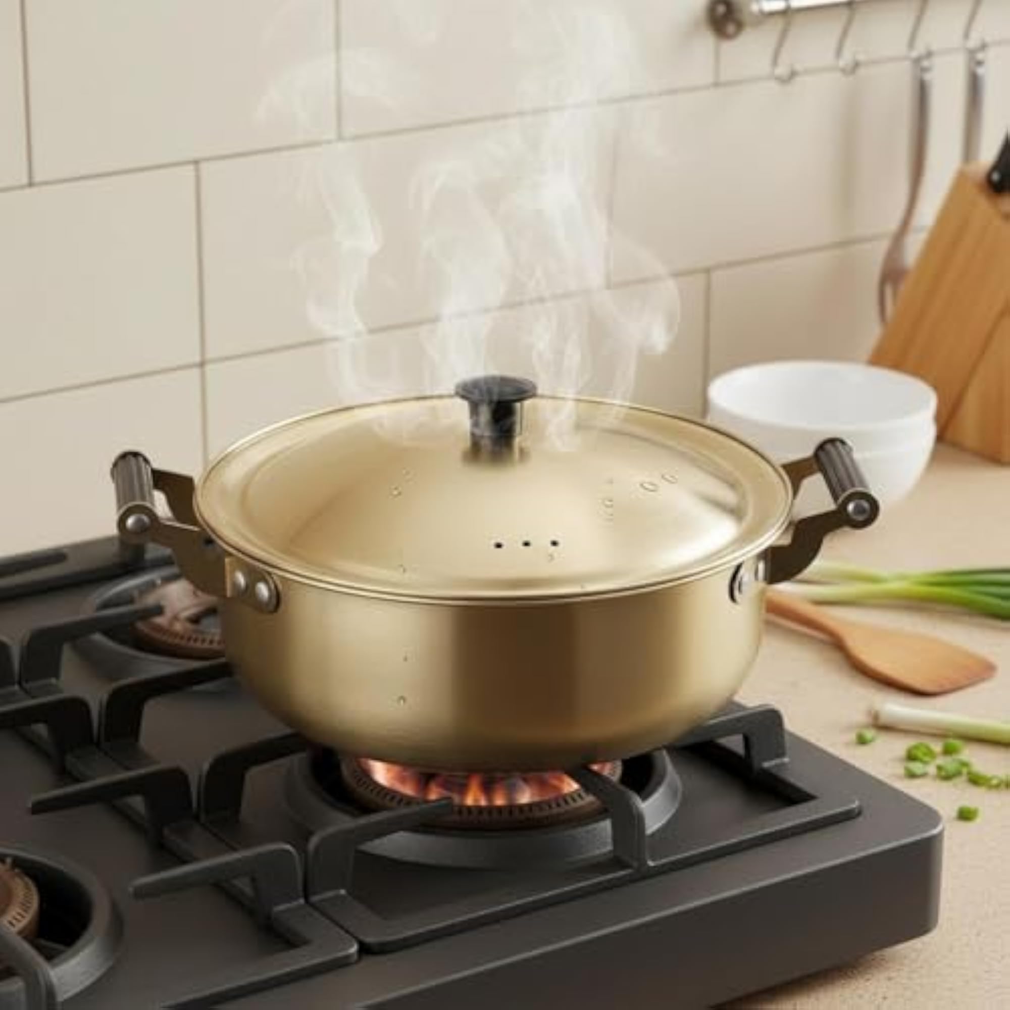Double Handle Stainless Steel Pasta Pot with Lid