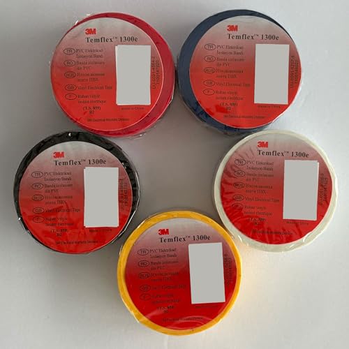 huzur elektrik Schwarzes Elektroband | Elektrisches Isolierband für Kabelbäume im Innenbereich | Hochwertiges Vinyl, verschleißfest, feuchtigkeitsbeständig, korrosionsbeständig (5, Multicolor)