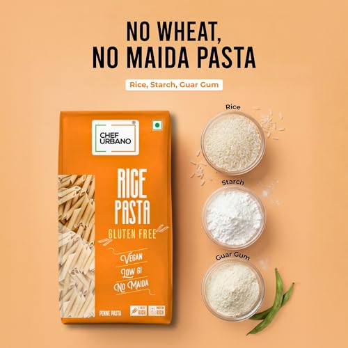 Image of Chef Urbano Rice Pasta Penne - 300g | Vegan & Gluten-free | Low GI | High Fibre & Protein | No Maida, No Wheat | Healthy, Easy to Cook, Light & Nutritious