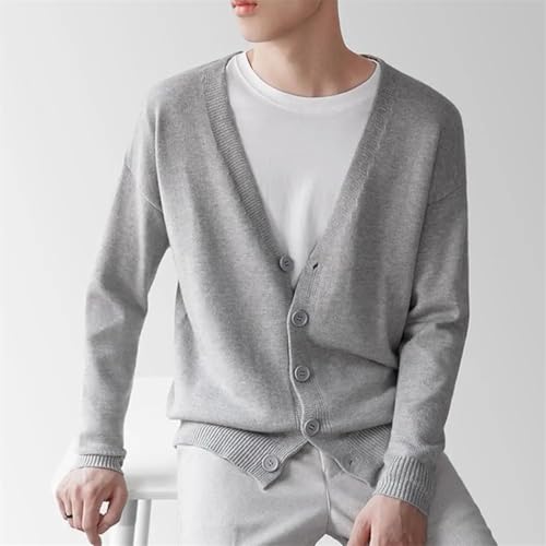 Men's Knitted Cardigan - Business Casual Classic V-Neck Solid Color Korean Fashion Sweater3