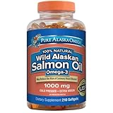 Omega-3 Wild Alaskan Salmon Oil 1000mg Softgels - Omega 3, Wild Alaskan Fish Oil, Softgels, Salmon Oil for Humans - 210 Count (Pack of 1)