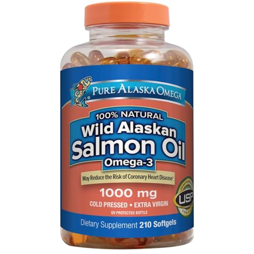 Omega-3 Wild Alaskan Salmon Oil 1000mg Softgels 210 Count Pack of 1