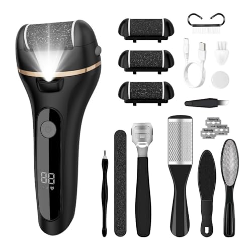 Image of Electric Callus Remover for Feet with 3 Rollers, Waterproof Electric Foot Callus Remover, Rechargeable Portable Foot Scrubber, Professional Pedicure Tools, Foot Care for Dry /Dead Skin, 2 Speed, Black