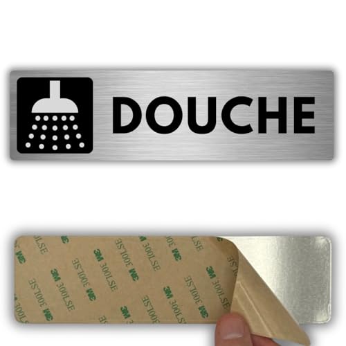 LEIASA | Plaque Douche - 5x18 cm - Épaisseur 0,8 mm - Aluminium - Panneau Adhésif - Signalétique - (Douche)