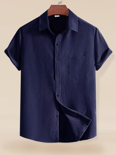 Image of Tee Projekt Solid Shirt for Men's ||Pop corn Shirt|| Solid Shirt for Men's|| Casual Shirt for Men||Half Sleeve Spread Collar Shirt for Men