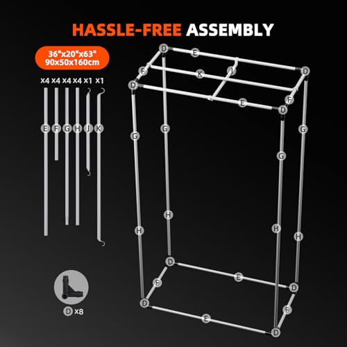 Spider Farmer 3x2 Grow Tent 2025 New, 36"x20"x63", with Hook for Controller and Power Strip, View Window, 1680D Thicken Mylar Canvas for Indoor Hydroponic Growing SF1000, SE1500, G1500 by Spider Farmer - Image 9