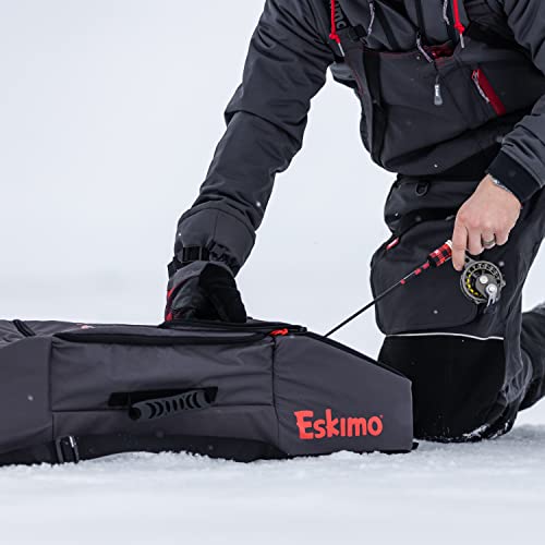 Eskimo 32" Ice Fishing Rod Locker, Holds Four Rods Up To 32", Zippered Middle Gear Locker For Secure Extra Storage #TOP6