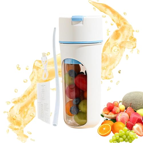 Shaker Électrique avec Bouteille - Blender Électrique pour Shakes Protéinés,480ml Rechargeable avec Paille Gourde Multifonction pour Boissons Fruitées,...