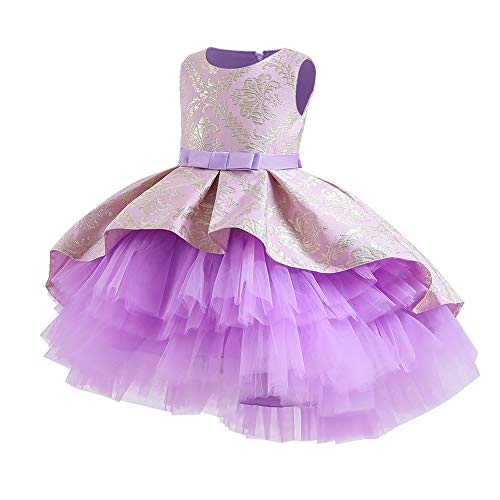 Flower Girls High Low Tulle Dress Vintage Jacquard Princess Pageant Birthday Party Wedding Prom Evening Dance Gown