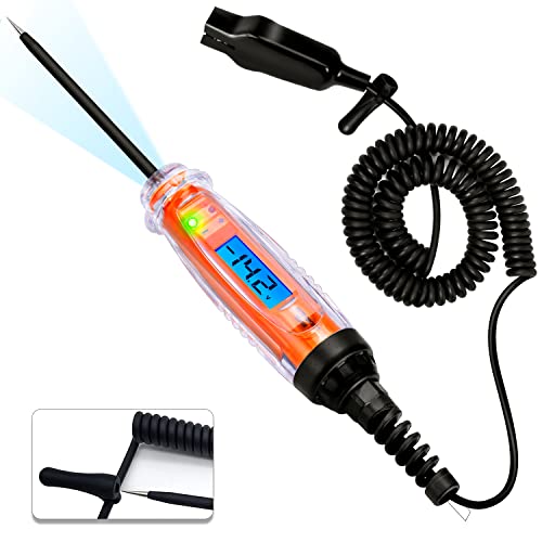 Automotive Test Light DC 3-60V Light Tester with Voltmeter, Heavy Duty Auto Ciruit Tester with LCD Backlight Display and LED Indication, Voltage Tester with Illumination