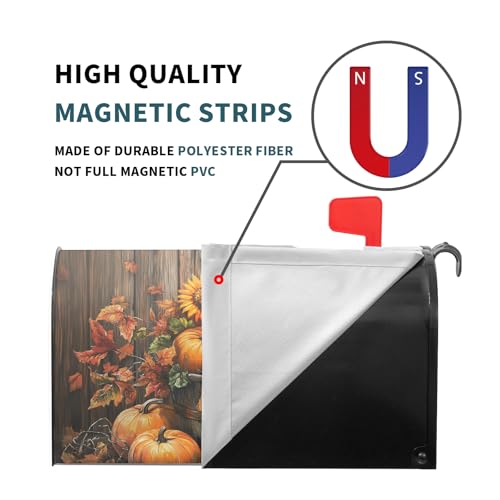 Image of Fall Mailbox Covers Magnetic Standard Size 21x18 Inch Autumn Pumpkins Mailbox Wraps Thanksgiving Harvest Post Letter Box Cover Sunflowers Mailbox Post Protector for Home Garden Yard Outdoor Outside