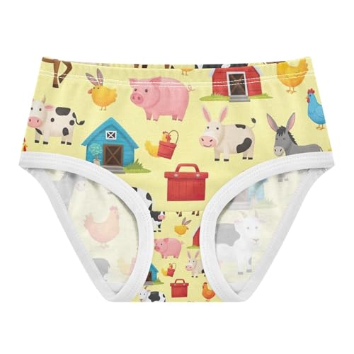 Toddler Girl Panties, Cartoon Farm Animals Horses Girls Underwear Cotton, 2T–8 Years