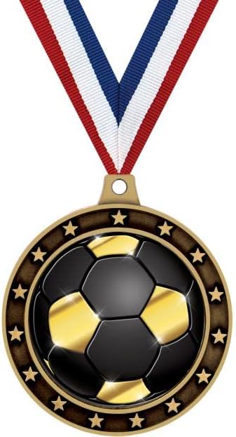 2.75" Universe Star Soccer Shadow Medal Award, Gold Trophy Medal