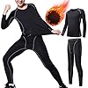 Linlook Biancheria Intima Termica per Bambini in Pile, Traspirante Biancheria Intima da Sci, per Bambini, Invernale Sportiva da Calcio, Maglia a Maniche Lunghe + Pant Lunghi