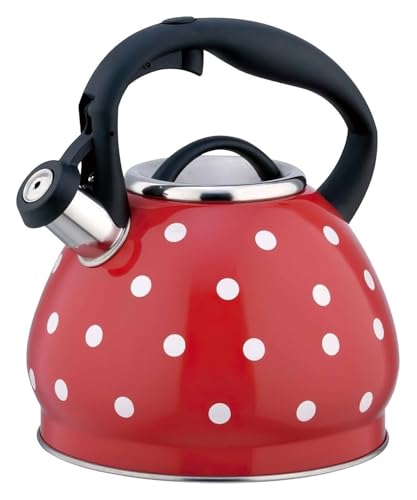 Bouilloire à thé sifflante à pois rouge pour un thé convivial - 2