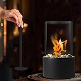 Tabletop Fire Pit for Indoor & Outdoor, Clean Burning Small Ethanol Table top Firepit with Cobblestone for Balcony Decoration, Portable Fire Pit with Adjustable Flames as Gift for Housewarming