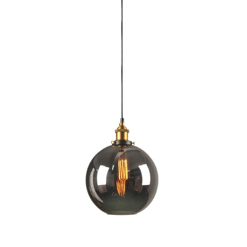 Luces colgantes cocina isla con pantalla de vidrio esférico retro rústica