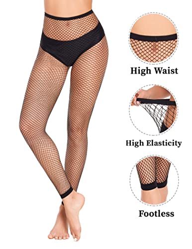 Image of Avidlove Fishnet Stockings for Women Footless High Waist Fishnets Tight | Thigh High Stockings, Open Toe, High Stretch, Comfortable, Gothic Costume, Rave Outfits, for Cosplay, Halloween