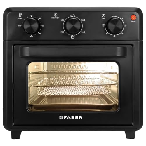 Image of Faber Air Fryer Oven 18L 1500W | Bake Tray, Tray Handle & Crumb Tray | Dishwasher safe removable parts |5 Preset Auto Program|3 Rack Positions | Roast,Fry,Toast,Defrost | FAO FryMax 18 BK