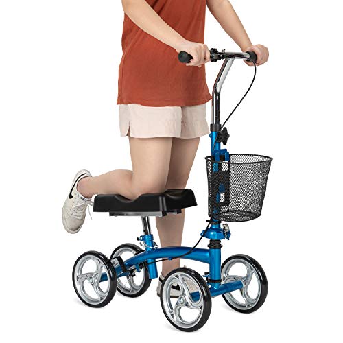 OasisSpace Knee Walker Blue for Indoor & Outdoor Use (Without