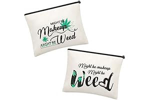 Funny Weed Gifts: 2-Piece Leaf Print Cosmetic Bags for Women's Makeup Storage