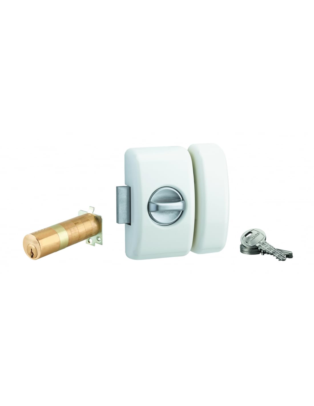 THIRARD - Verrou à Bouton Universel Ajustable HG 5 - Cylindre 35 à 80 mm - Acier - 5 Clés - Époxy Blanc - Sécurité Domestique - Bouton/Cylindre - Blanc