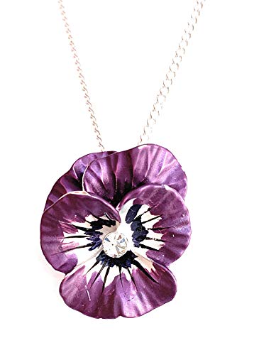 Equilibrium - Collar con colgante de violeta, bañado en plata