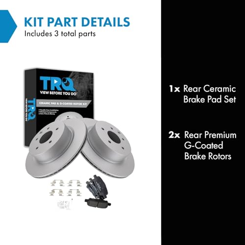 Image of TRQ Rear Brake Pad and Rotor Set Ceramic Coated Compatible with 2005-2008 Infiniti G35 2006-2009 M35 M45 2007-2009 Nissan 350Z 2009-2017 370Z 2010-2012 EX35 2011-2012 G25 2011-2013 G37 2014-2017 QX50