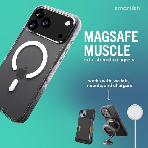 Image of Smartish iPhone 17 Pro Max MagSafe Clear Case + MagSafe Wallet - Magnetic Slim Case - Anti-Yellow Thin Grip Cover + Detachable Wallet - Magnetic Card Holder for Apple iPhone 17 Pro Max- Clearly Clear