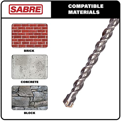Sabre Tools 1-1/8 Inch X 18 Inch Sds Plus Rotary Hammer Drill Bit, Carbide Tipped For Brick, Stone, And Concrete (1-1/8" X 16" X 18") #TOP2