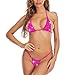 Kimfeng Women Sexy Sparkle Rhinestone Lingerie Set for Women See Through Mini Micro Bra Bikini G String Bottom Set (YTZ52/Hot Pink, One Size)