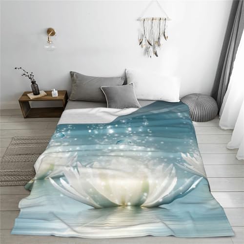 Couverture polaire lotus blanc pour lit et canapé plaid doux - 7