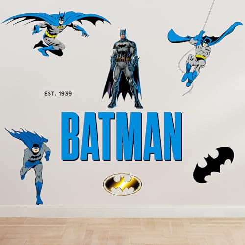 Batman Wall Stickers for Kids Room – Superhero Wall Stickers for Boys Bedroom, Nursery, Playroom, or Living Room – DIY Removable Vinyl Decals, Comic Wall Art Decorations & Gifts for Batman Fans