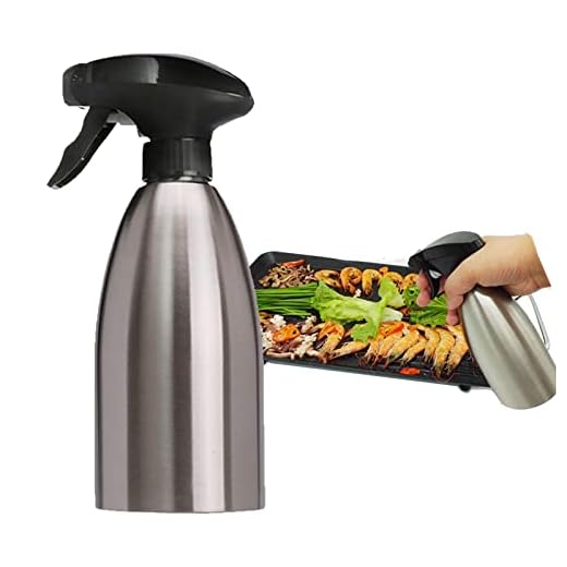 304 Acero Inoxidable Botella de 500 ML, Spray Aceite Cocina, Botella De Spray De Aceite De Oliva para cocinar/Ensalada/Hornear Pan/BBQ/Cocina