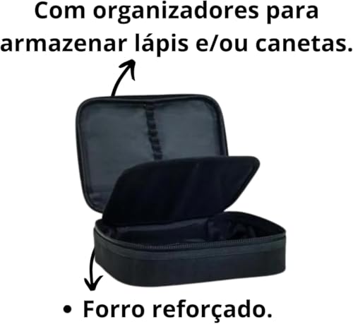 Estojo Escolar Lápis Nylon Com 20 Elásticos Ziper Resistente Escolar Com Organizador De Lápis Caneta