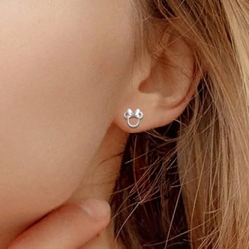 Mouse Bow Earrings Sterling Silver Small Animal Stud Earrings for Women Hypoallergenic Cubic Zirconia Cute Lovely Earring Gifts for Sister2