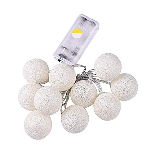 Adore store Cubierta de Bolas de algodón Cadena Luces LED 10 LED Luces de Navidad lámpara de la Bola Cadena Luces Decoraciones de Halloween de algodón