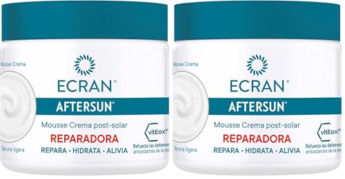 Ecran Aftersun - Aftersun en Textura Mousse Crema, Calma, Alivia y Repara la Piel, Textura Ligera y Cremosa, Máximo Frescor, Fórmula con VitEox 80-350 ml (Paquete de 2)