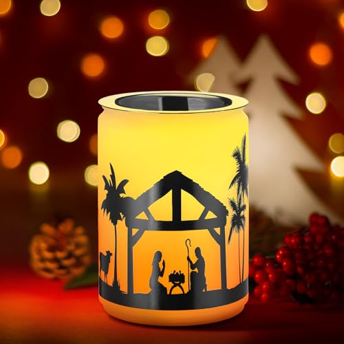 Glooglitter Nativity Scene Christmas Wax Warmer, Scented Candle Wax Melt Warmer for Holiday Collection for Fragrance Cubes and Tarts