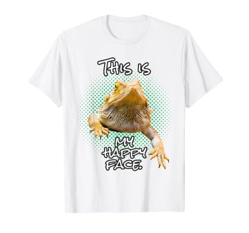 This is My Happy Face Bearded Dragon Funny Reptile T-Shirt, Men, White, 3X-Large