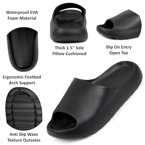 Alpine Swiss Edgar Men's Cloud Slides | Ultra-Comfortable Arch Support Pillow Slippers | Lightweight Waterproof | Non-Slip Recovery Sandals for Shower Pool Gym Shoes2