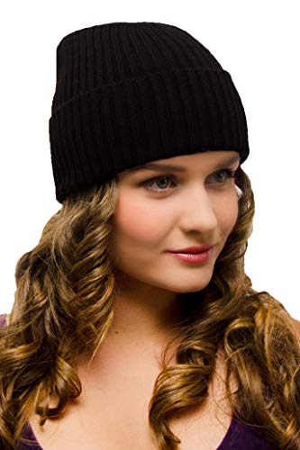 Entire Empire Bonnet Noir Homme Femme Hiver -Tricoté en Tricot 50% Laine Cover