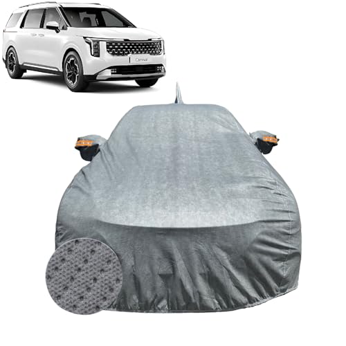 Image of Car Cover Compatible for Kia Carnival (2024-2026) | 100% Waterproof Cover with Reflective Mirror Pockets | Dustproof, Scratchproof, Heatproof Carnival Car Cover |Soft Cotton Lining| Grey